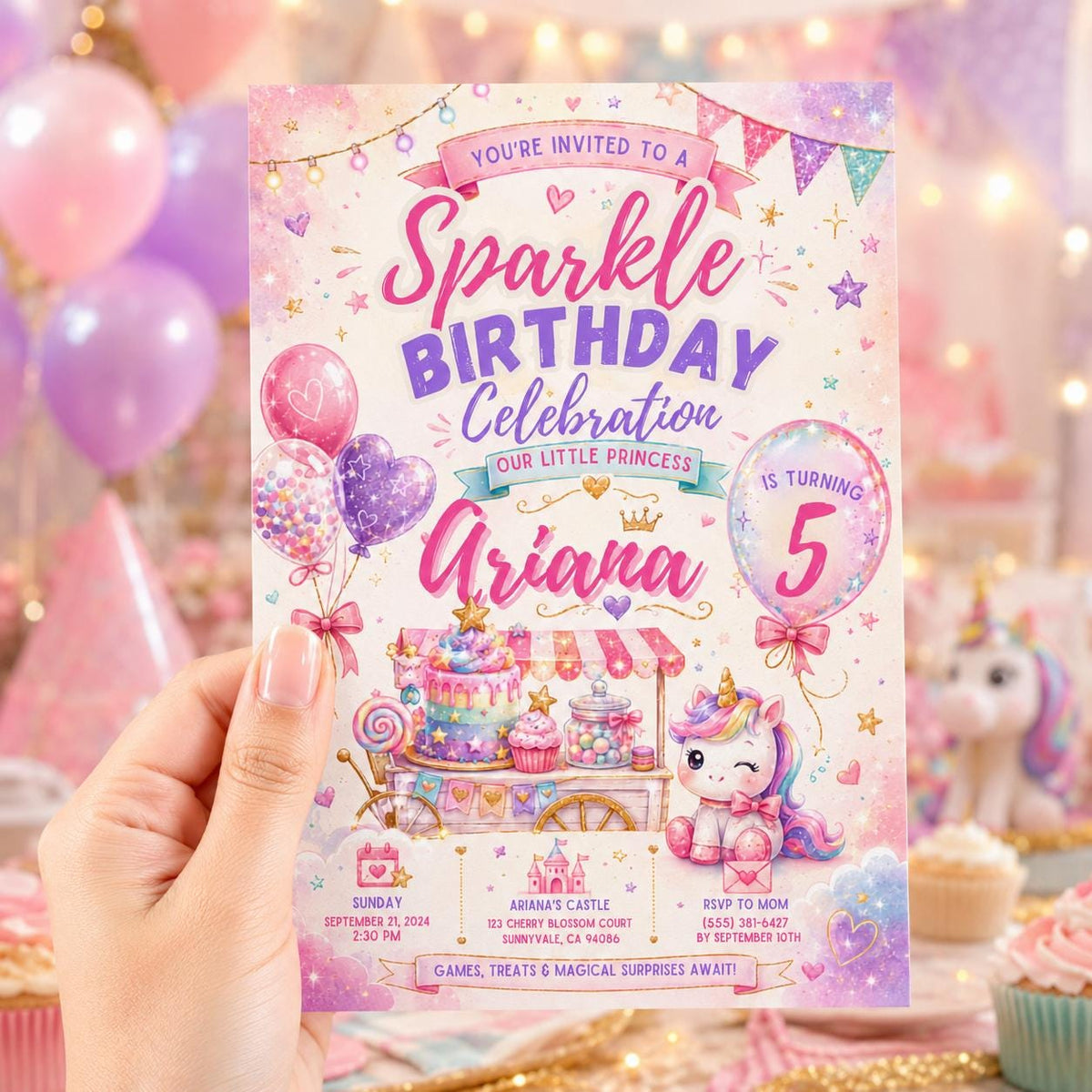 Editable Glitter Dumpling Birthday Invitation Canva Template, Trendy Girls Kids Cute Fun DIY Sweet Party Invite, Printable Digital Download.