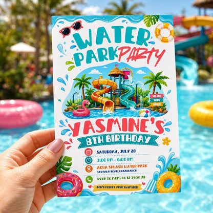 Editable Pool Birthday Invitation Canva Template, Pool Cute Modern Fun Themed Custom DIY Chic Kids Party Invite, Printable Digital Download.