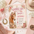 Editable Horse Riding Birthday Invitation Canva Template, Boho Floral Girls Kids Cute Fun DIY Chic Party Invite, Printable Digital Download.
