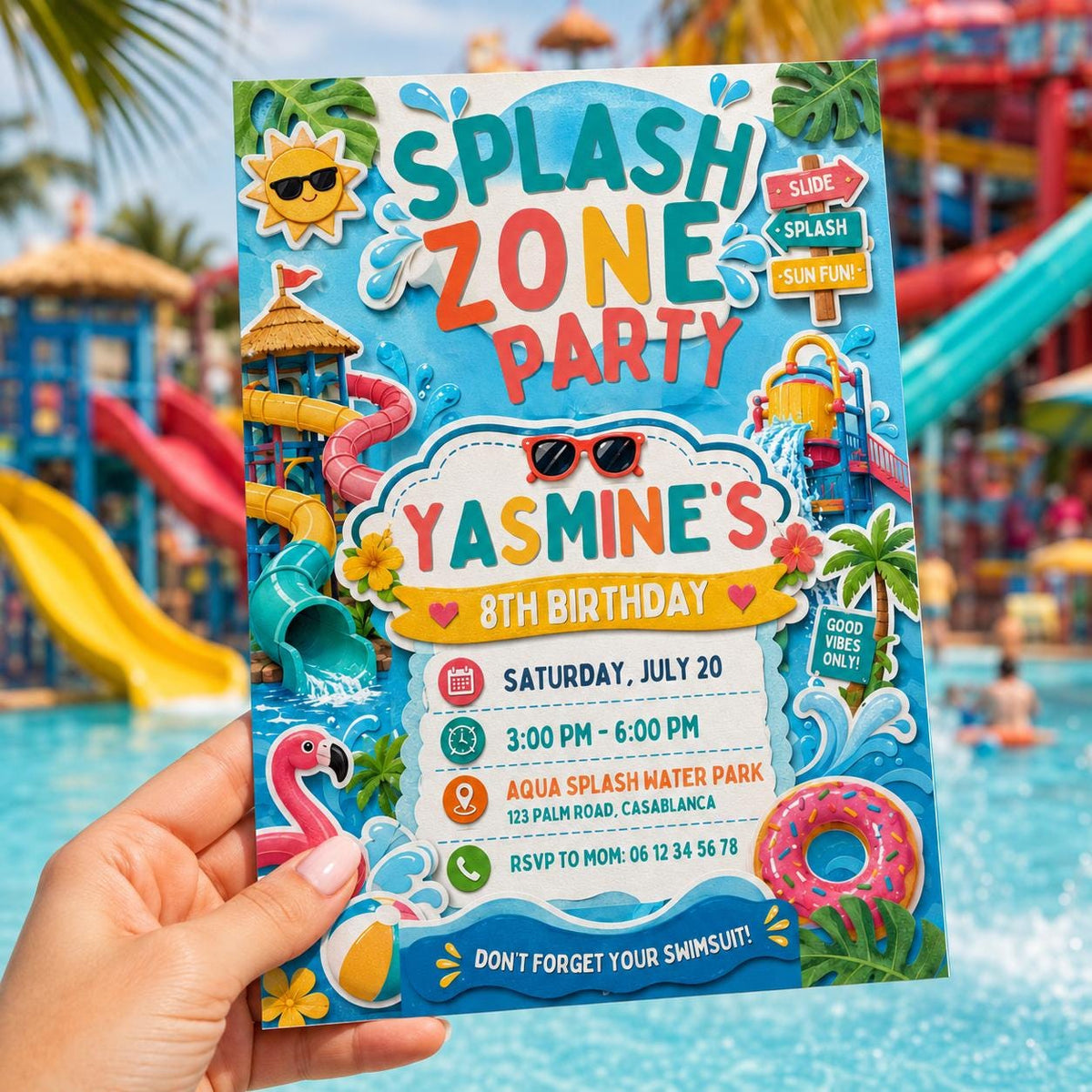 Editable Pool Birthday Invitation Canva Template, Boys Summer Cute Modern Fun Themed DIY Chic Kids Party Invite, Printable Digital Download.