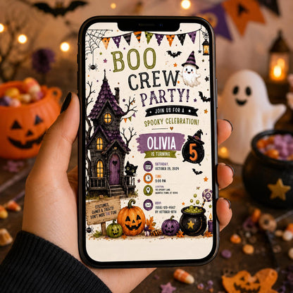Halloween Costume Party Invitation, Cute Ghost Party Invite, Editable Canva Template, Kids Spooky Celebration Printable, Instant Download