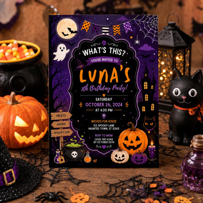Halloween Costume Party Invitation, Cute Ghost Party Invite, Editable Canva Template, Kids Spooky Celebration Printable, Instant Download