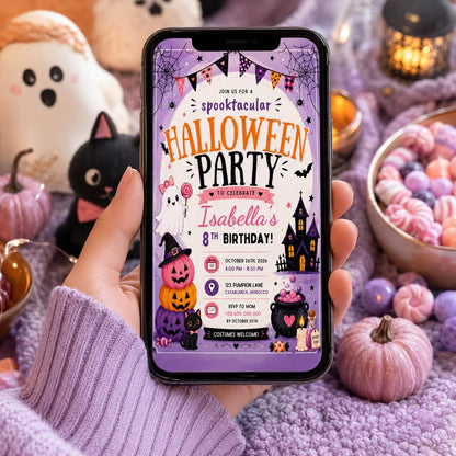 Halloween Costume Party Invitation, Cute Ghost Party Invite, Editable Canva Template, Kids Spooky Celebration Printable, Instant Download