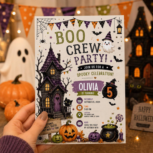Halloween Costume Party Invitation, Cute Ghost Party Invite, Editable Canva Template, Kids Spooky Celebration Printable, Instant Download