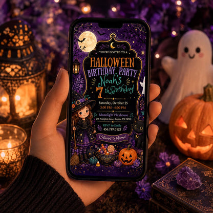 Halloween Costume Party Invitation, Cute Ghost Party Invite, Editable Canva Template, Kids Spooky Celebration Printable, Instant Download