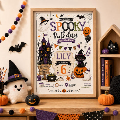 Halloween Costume Party Invitation, Cute Ghost Party Invite, Editable Canva Template, Kids Spooky Celebration Printable, Instant Download