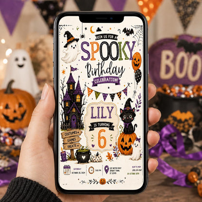 Halloween Costume Party Invitation, Cute Ghost Party Invite, Editable Canva Template, Kids Spooky Celebration Printable, Instant Download