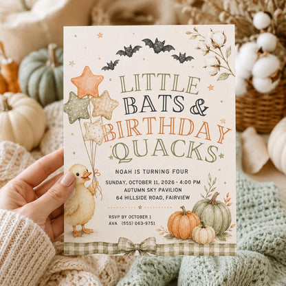 Fall Goose Birthday Invitation, Autumn Pumpkin Party Invite, Halloween Kids Birthday Canva Template