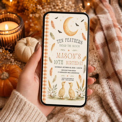 Fall Goose Birthday Invitation, Autumn Pumpkin Party Invite, Halloween Kids Birthday Canva Template