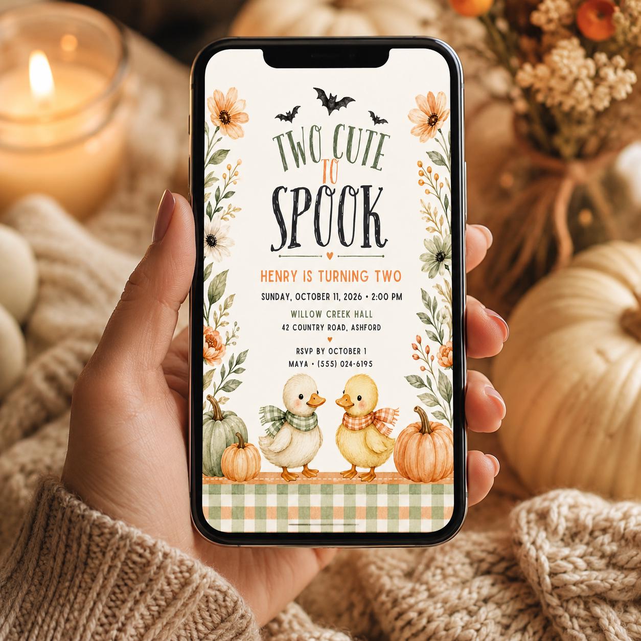 Fall Goose Birthday Invitation, Autumn Pumpkin Party Invite, Halloween Kids Birthday Canva Template