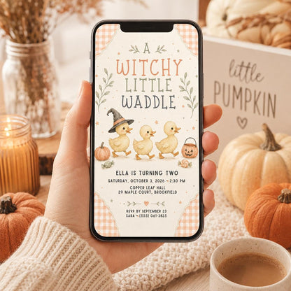 Fall Goose Birthday Invitation, Autumn Pumpkin Party Invite, Halloween Kids Birthday Canva Template