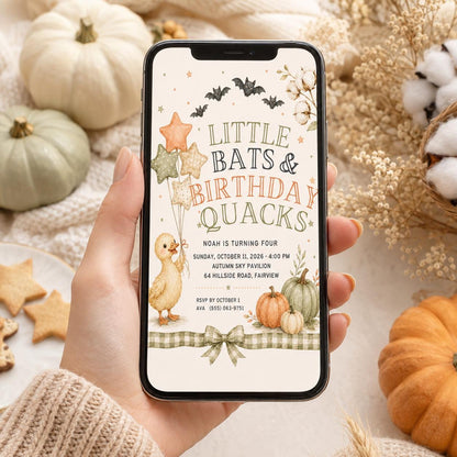 Fall Goose Birthday Invitation, Autumn Pumpkin Party Invite, Halloween Kids Birthday Canva Template
