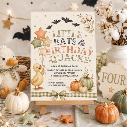 Fall Goose Birthday Invitation, Autumn Pumpkin Party Invite, Halloween Kids Birthday Canva Template