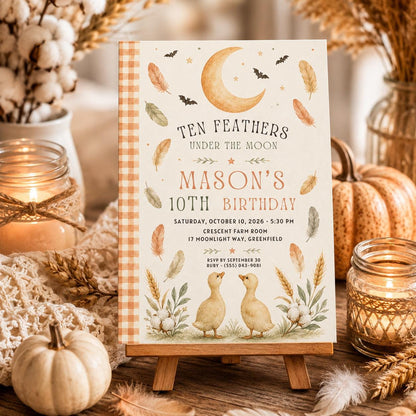 Fall Goose Birthday Invitation, Autumn Pumpkin Party Invite, Halloween Kids Birthday Canva Template