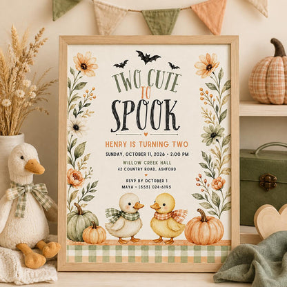 Fall Goose Birthday Invitation, Autumn Pumpkin Party Invite, Halloween Kids Birthday Canva Template