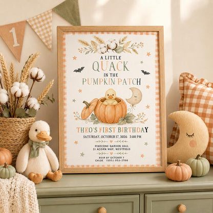 Fall Goose Birthday Invitation, Autumn Pumpkin Party Invite, Halloween Kids Birthday Canva Template